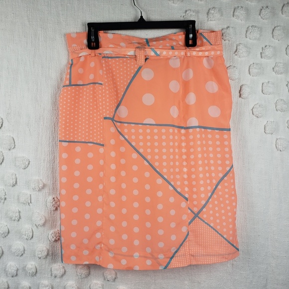 Downeast Retro Orange and White Dot Skirt - Picture 2 of 8